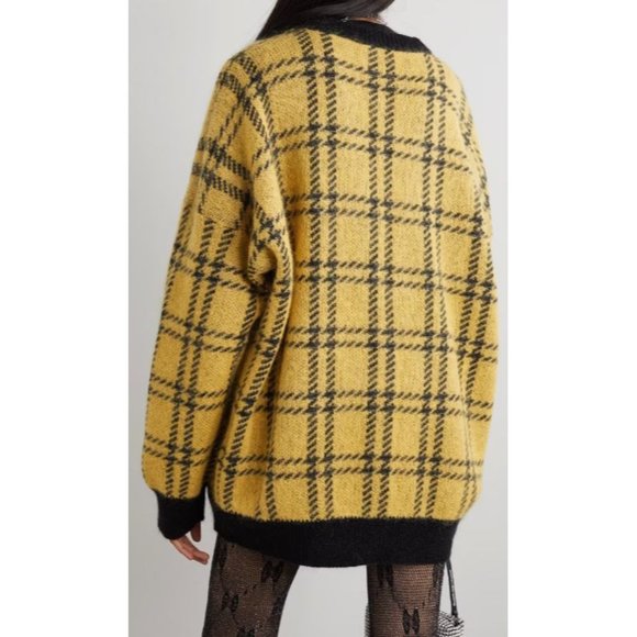 ALESSANDRA RICH Metallic Checked Knitted Cardigan - Picture 3 of 9